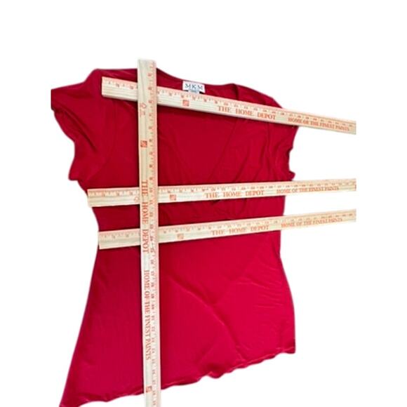 "M.K.M. DESIGNS" V Neck Flutter Slv Y2k Top SZ XL Back Tie Babydoll Flowy Cross - Picture 5 of 10